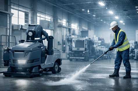 Lavasciuga industriale in un capannone produttivo